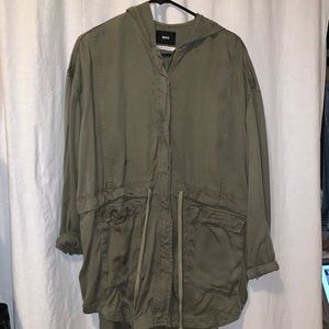 Olive green long anorak jacket